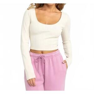 NEW ROXY good keepsake long sleeve top in parchment